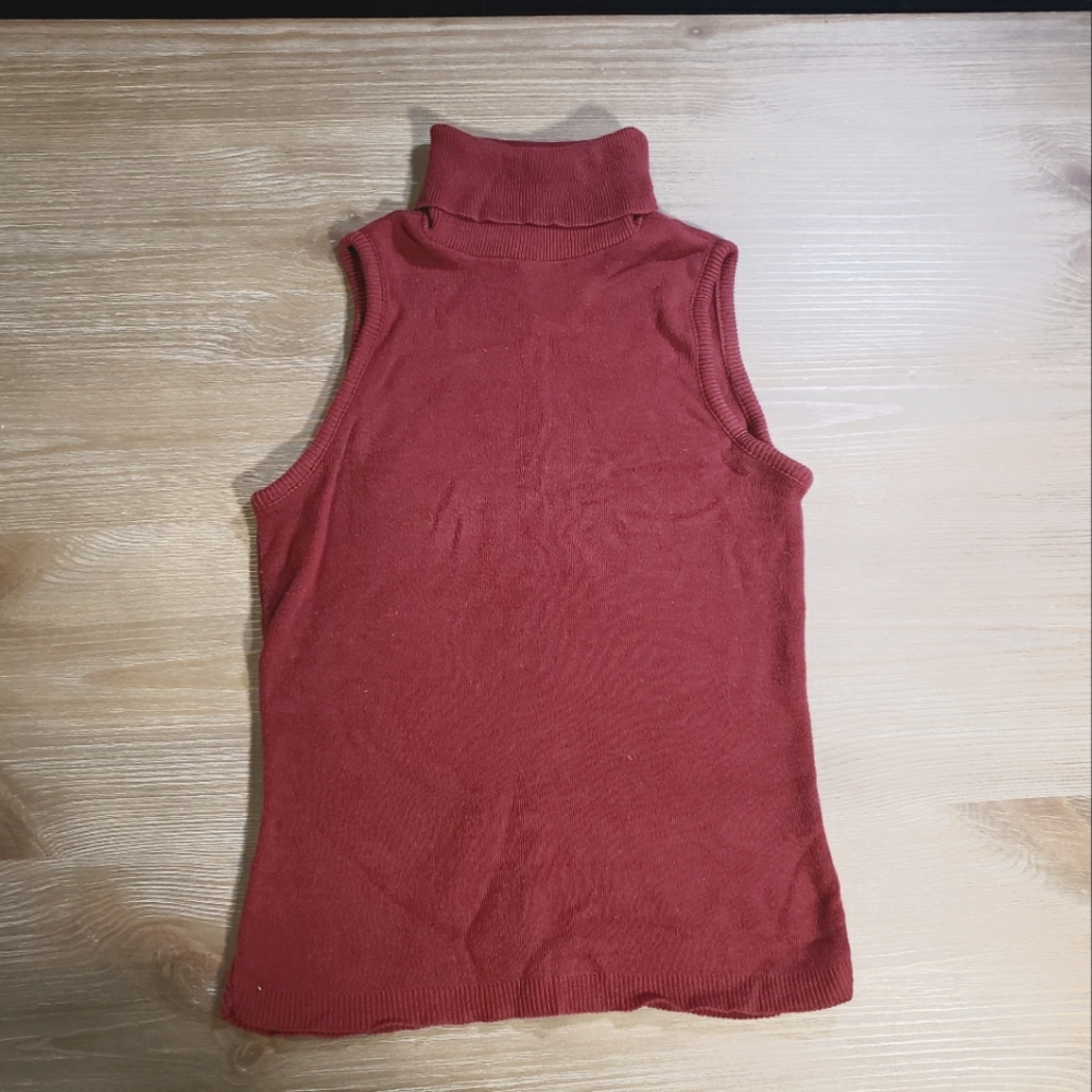 Vintage early 2000s Blue Asphalt Sleeveless Turtleneck Top Maroon
